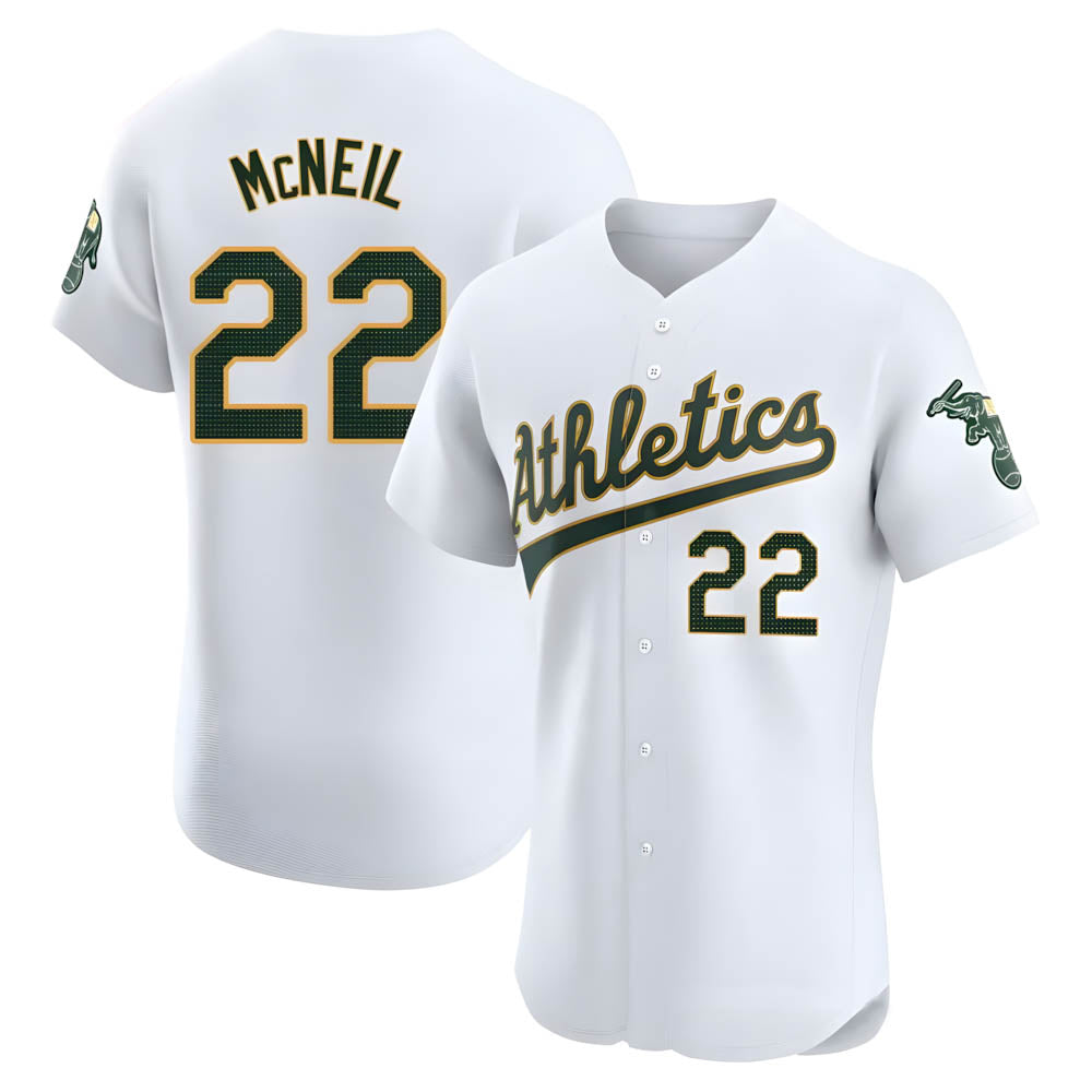 Rebec Athletics #22 Jeff McNeil player White Elite Home Stitched Jersey