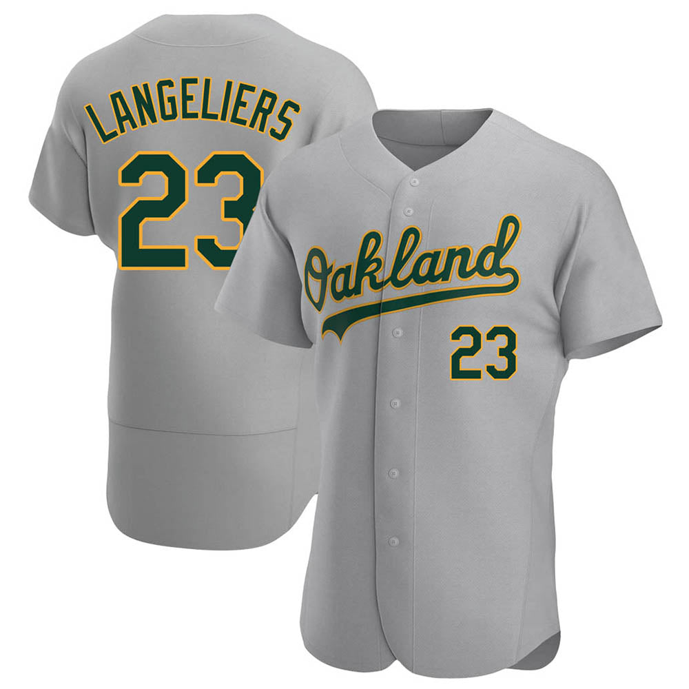 Rebec Athletics #23 Shea Langeliers Player Gray Authentic Road Stitched Jersey