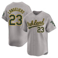 Rebec Athletics #23 Shea Langeliers Player Gray Limited Away Stitched Jersey