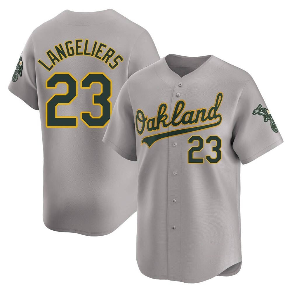Rebec Athletics #23 Shea Langeliers Player Gray Limited Away Stitched Jersey