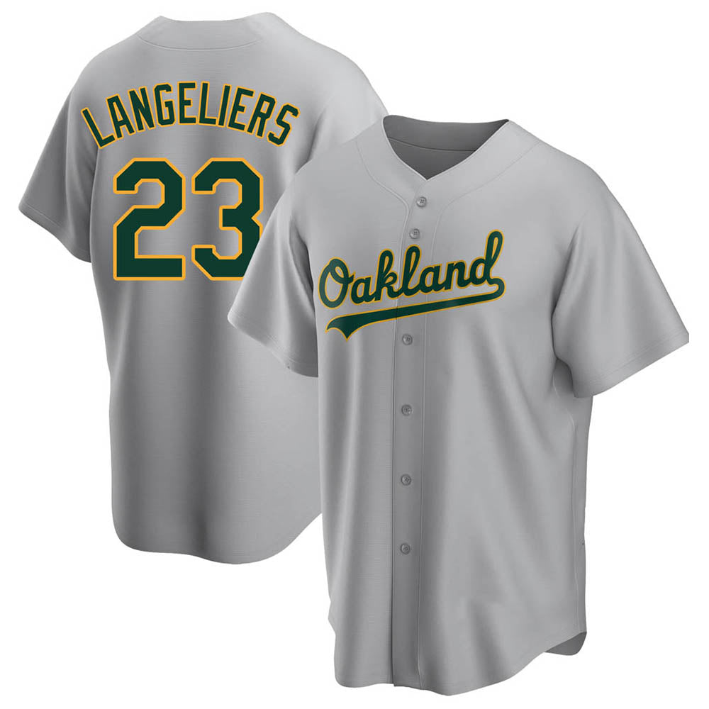 Rebec Athletics #23 Shea Langeliers Player Gray Replica Road Stitched Jerseys
