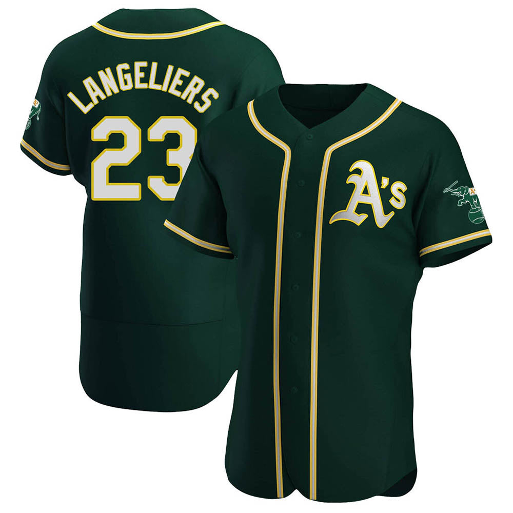 Rebec Athletics #23 Shea Langeliers Player Green Authentic Alternate Stitched Jerseys