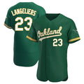 Rebec Athletics #23 Shea Langeliers Player Green Authentic Kelly Alternate Stitched Jerseys