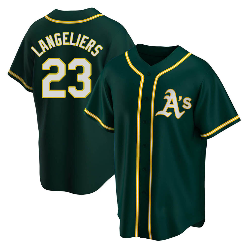 Rebec Athletics #23 Shea Langeliers Player Green Replica Alternate Stitched Jerseys