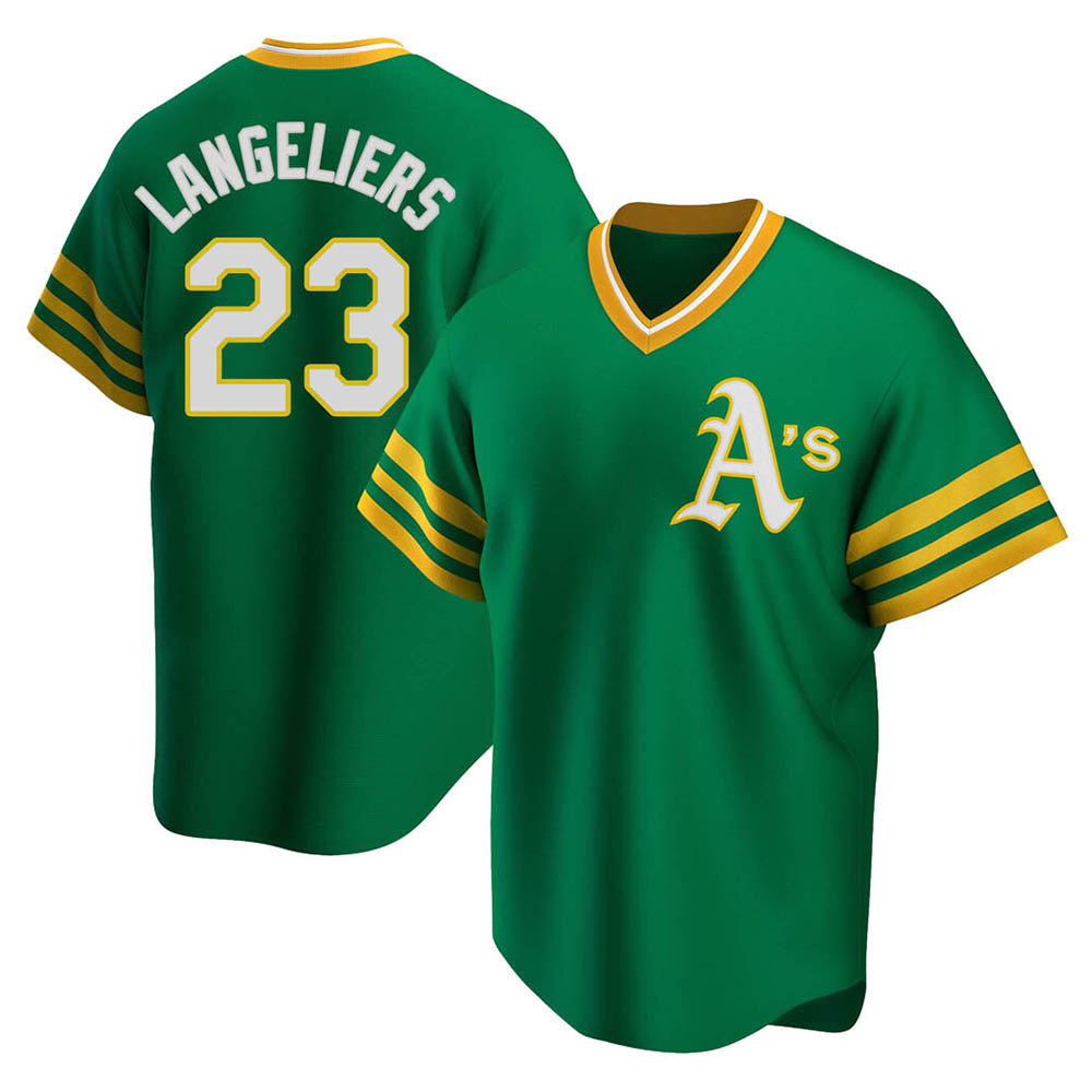 Rebec Athletics #23 Shea Langeliers Player Green Replica Cooperstown Collection T shirt Stitched Jerseys