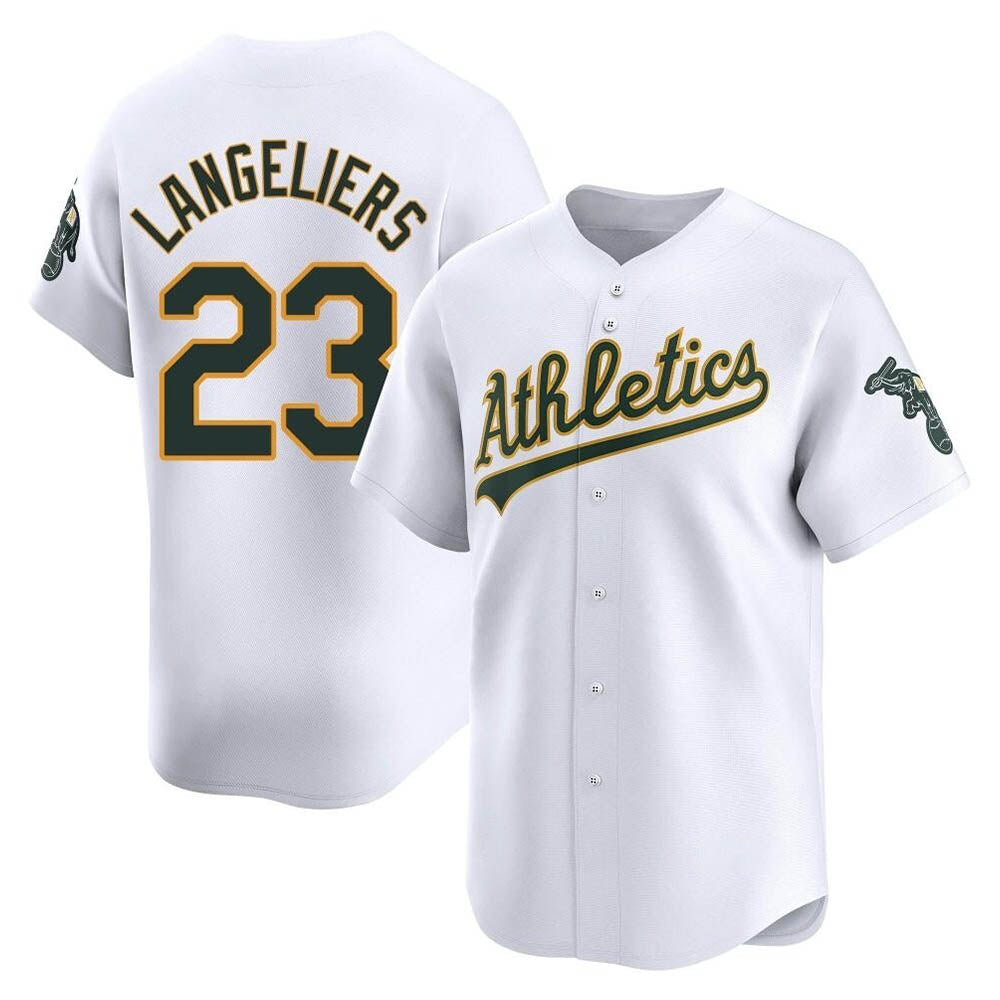 Rebec Athletics #23 Shea Langeliers Player White Limited Home Stitched Jersey