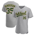 Rebec Athletics #35 Rickey Henderson Player Gray Authentic Road Stitched Jersey