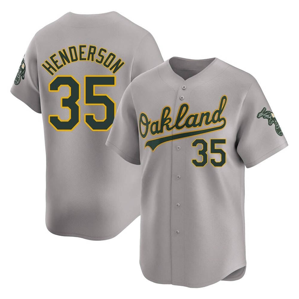 Rebec Athletics #35 Rickey Henderson Player Gray Limited Away Stitched Jersey