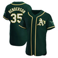 Rebec Athletics #35 Rickey Henderson Player Green Authentic Alternate Stitched Jersey