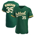 Rebec Athletics #35 Rickey Henderson Player Green Authentic Kelly Alternate Stitched Jersey