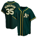 Rebec Athletics #35 Rickey Henderson Player Green Replica Alternate Stitched Jersey
