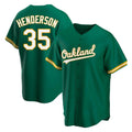 Rebec Athletics #35 Rickey Henderson Player Green Replica Kelly Alternate Stitched Jersey