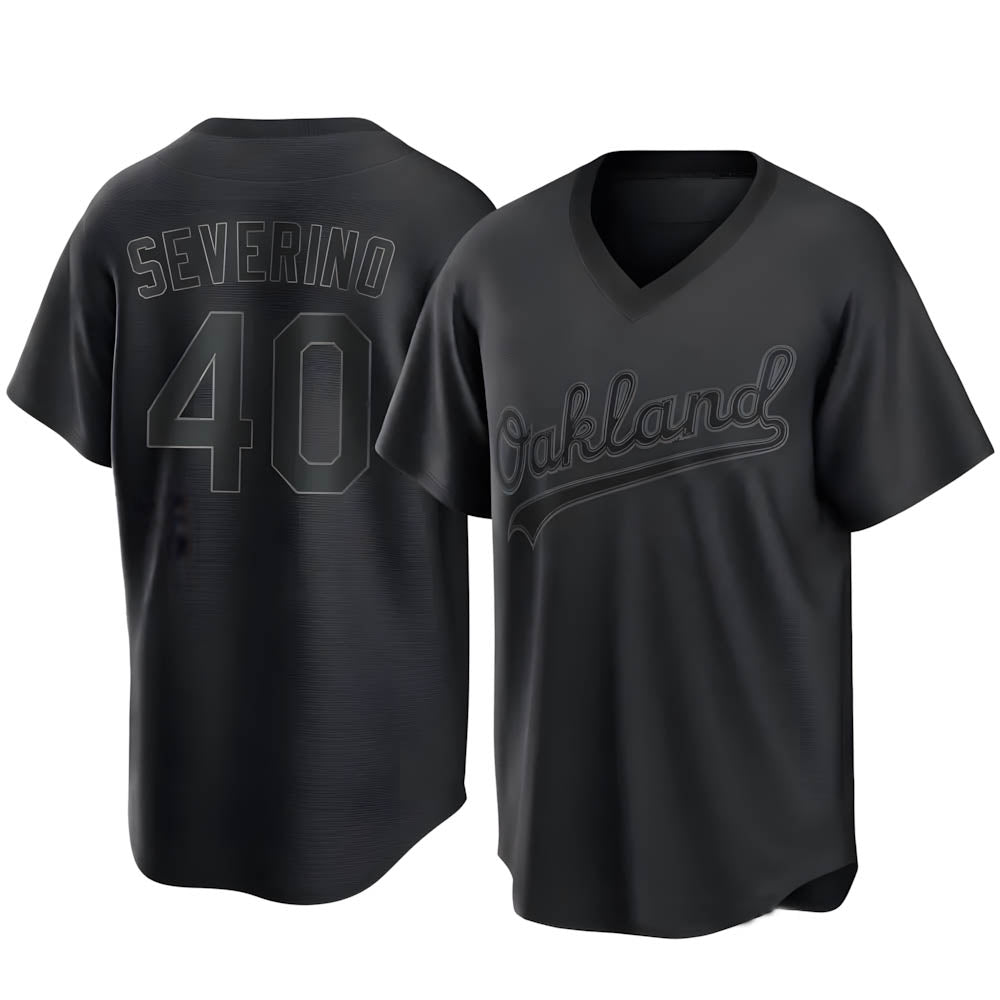 Rebec Athletics #40 Luis Severino player Black Replica Pitch Fashion Stitched Jersey
