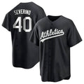 Rebec Athletics #40 Luis Severino player Black&White Replica Stitched Jersey