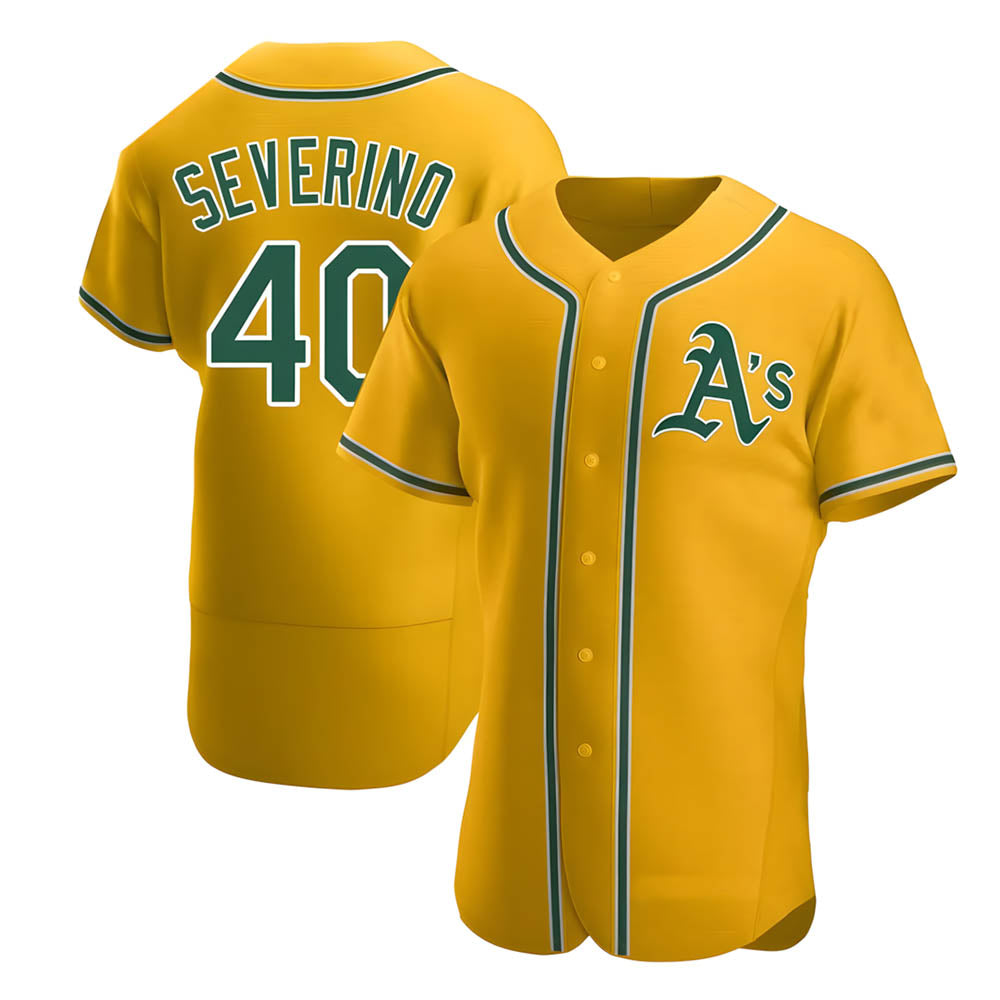 Rebec Athletics #40 Luis Severino player Gold Authentic Alternate Stitched Jersey