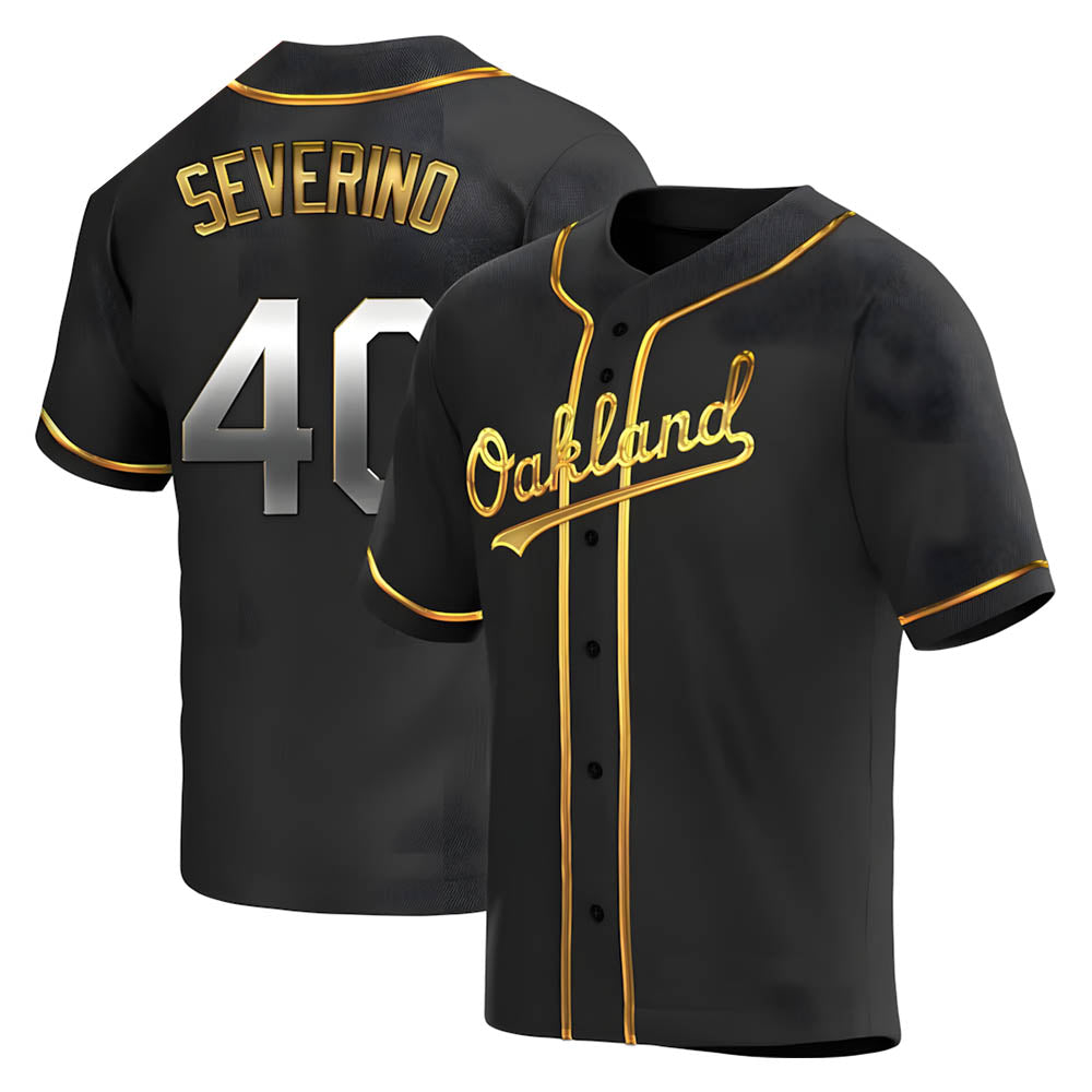 Rebec Athletics #40 Luis Severino player Gold Replica Black en Alternate Stitched Jersey