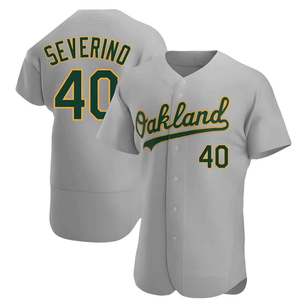 Rebec Athletics #40 Luis Severino player Gray Authentic Road Stitched Jersey