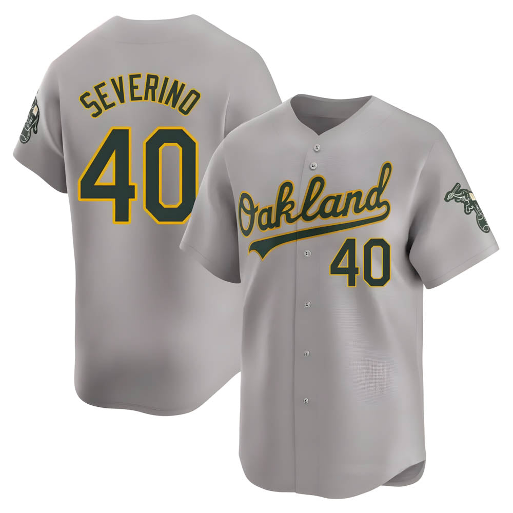 Rebec Athletics #40 Luis Severino player Gray Limited Away Stitched Jersey