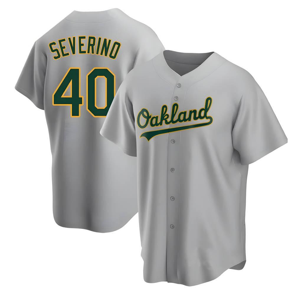 Rebec Athletics #40 Luis Severino player Gray Replica Road Stitched Jersey