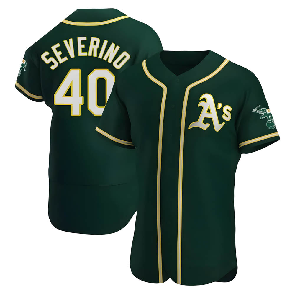 Rebec Athletics #40 Luis Severino player Green Authentic Alternate Stitched Jersey
