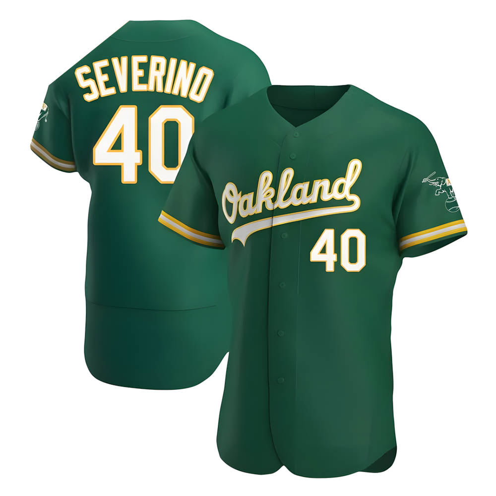 Rebec Athletics #40 Luis Severino player Green Authentic Kelly Alternate Stitched Jersey