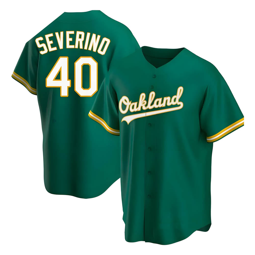 Rebec Athletics #40 Luis Severino player Green Replica Kelly Alternate Stitched Jersey