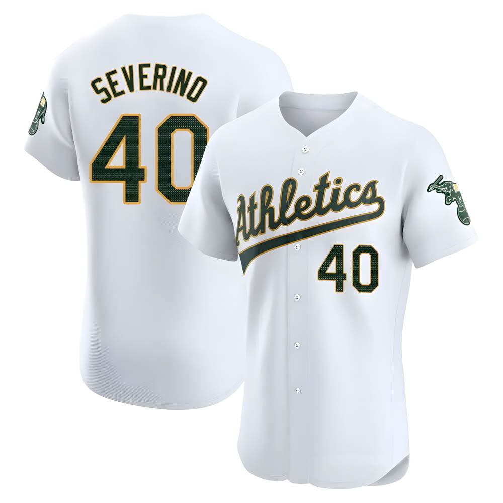 Rebec Athletics #40 Luis Severino player White Elite Home Stitched Jersey