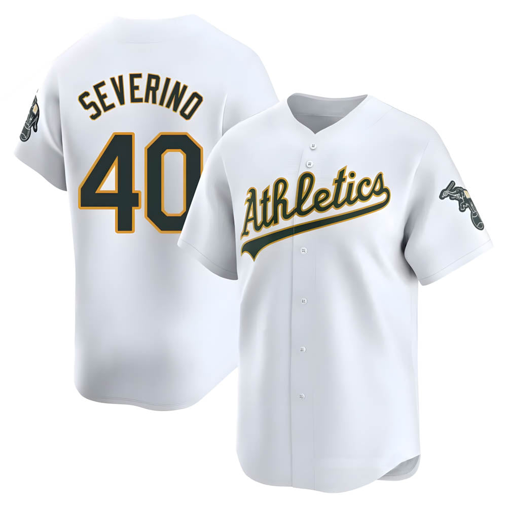 Rebec Athletics #40 Luis Severino player White Limited Home Stitched Jersey