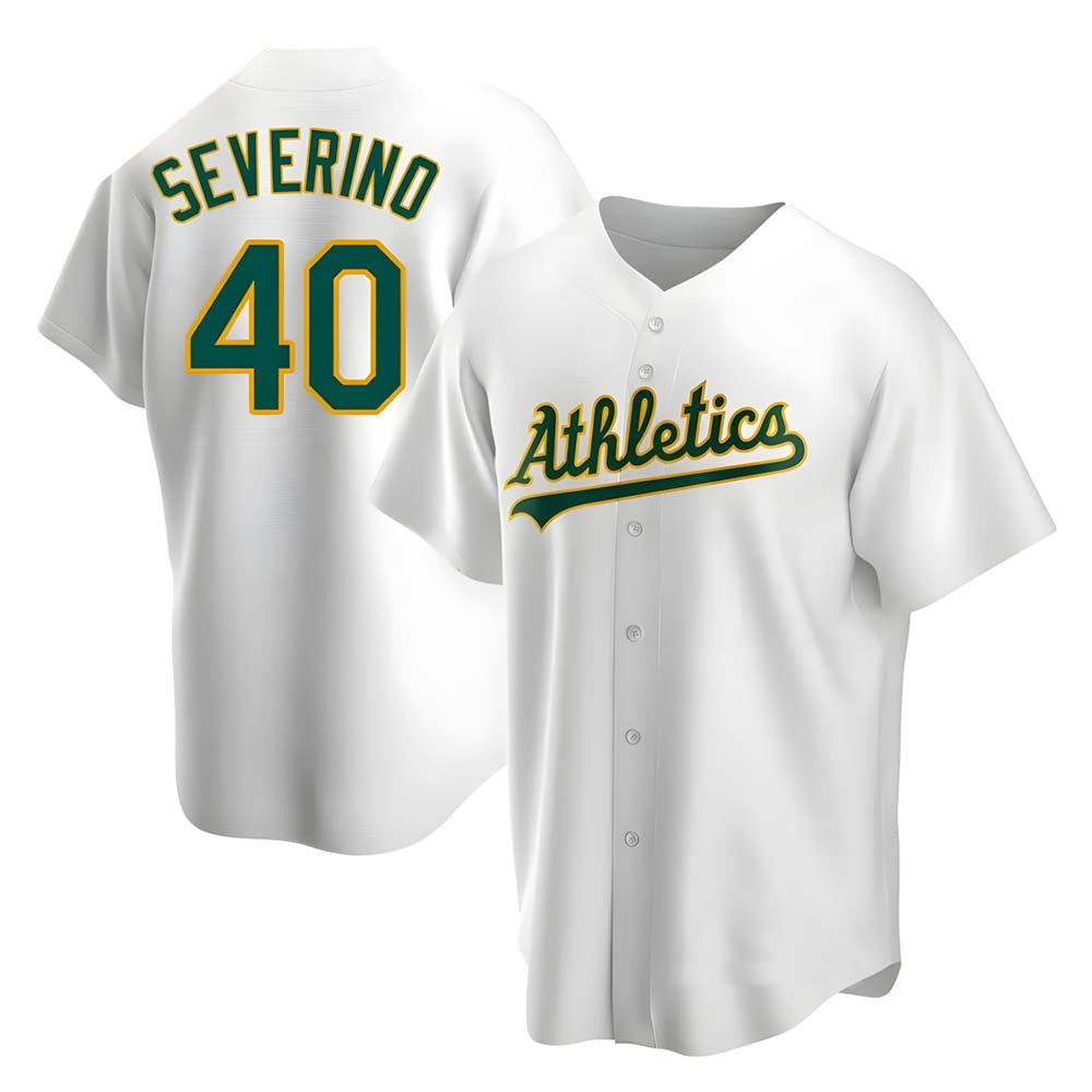 Rebec Athletics #40 Luis Severino player White Replica Home Stitched Jersey