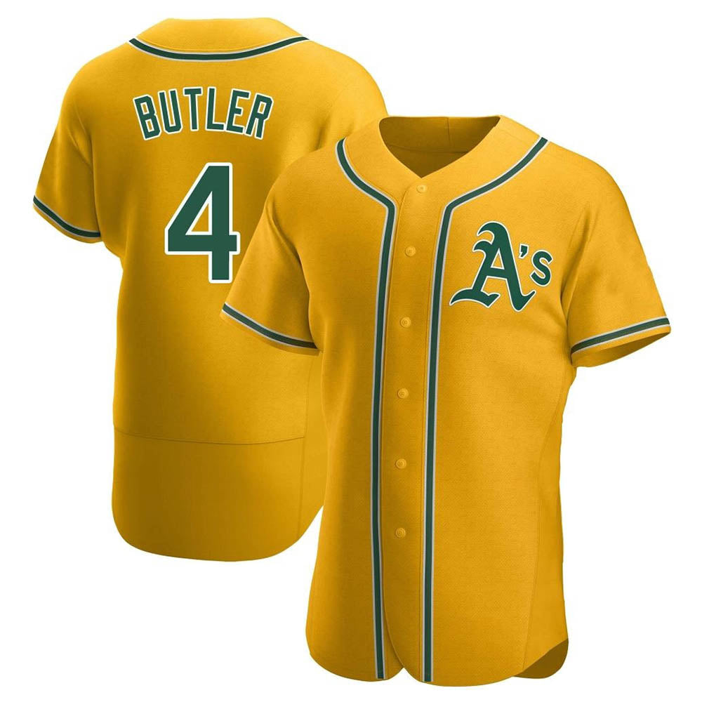 Rebec Athletics #4 Lawrence Butler player Gold Authentic Alternate Stitched Jersey