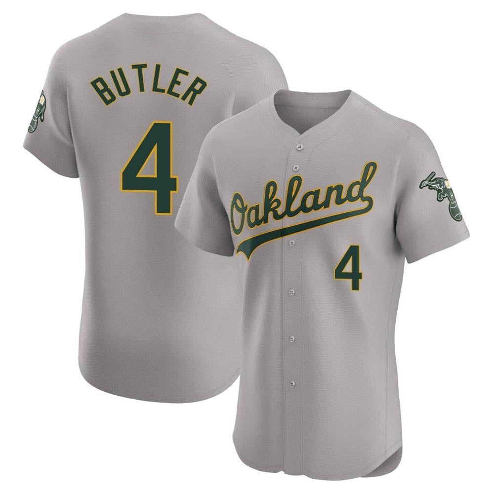 Rebec Athletics #4 Lawrence Butler player Gray Elite Road Stitched Jersey