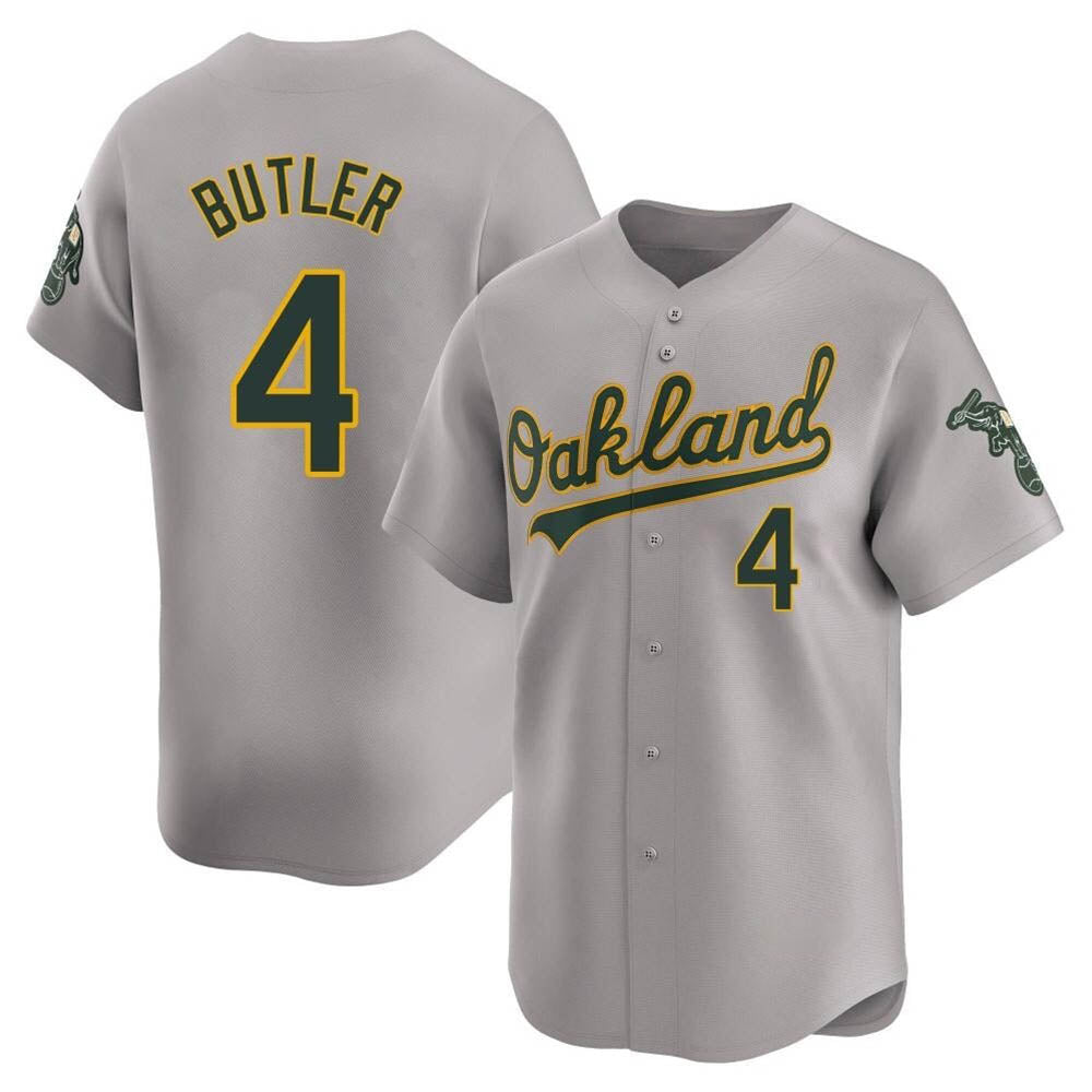 Rebec Athletics #4 Lawrence Butler player Gray Limited Away Stitched Jersey