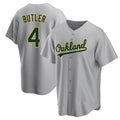 Rebec Athletics #4 Lawrence Butler player Gray Replica Road Stitched Jersey