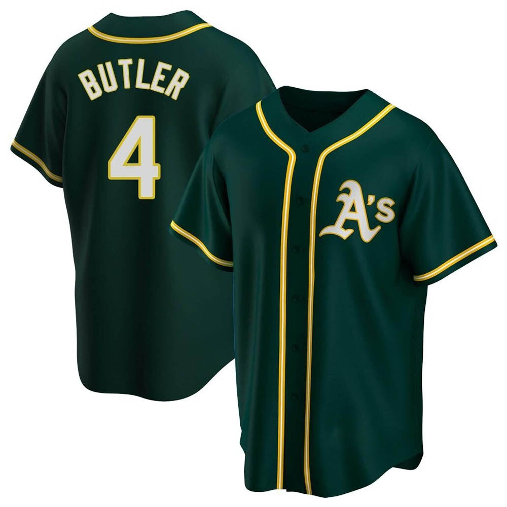 Rebec Athletics #4 Lawrence Butler player Green Replica Alternate Stitched Jersey