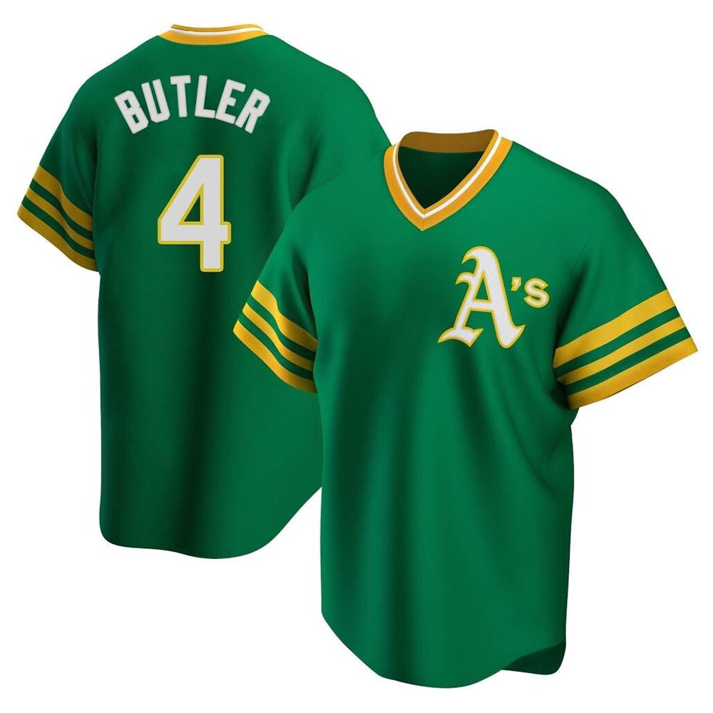 Rebec Athletics #4 Lawrence Butler player Green Replica Cooperstown Collection Stitched Jersey