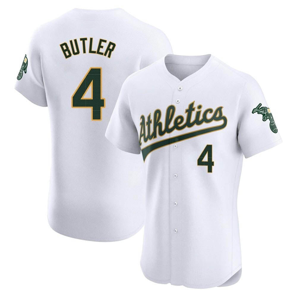 Rebec Athletics #4 Lawrence Butler player White Elite Home Stitched Jersey