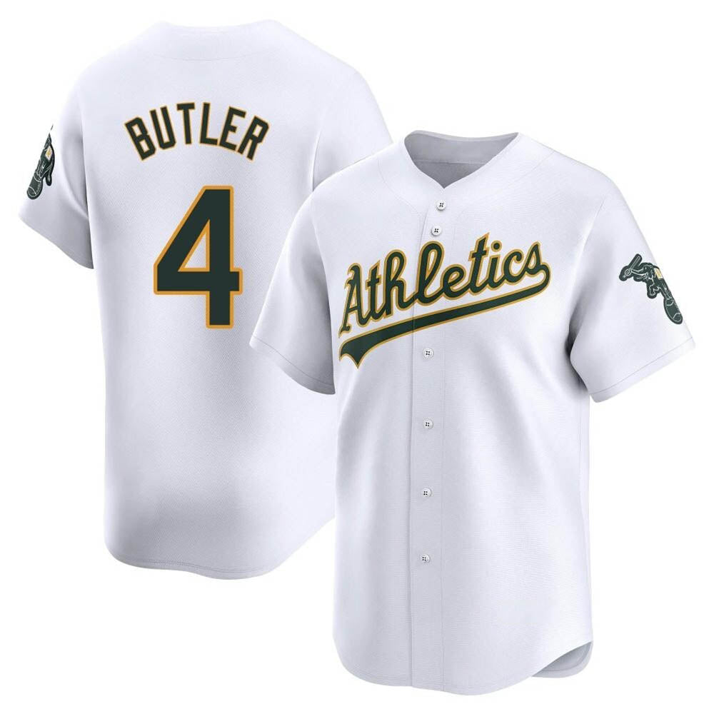 Rebec Athletics #4 Lawrence Butler player White Limited Home Stitched Jersey