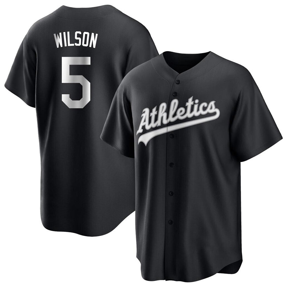 Rebec Athletics #5 Jacob Wilson Black&White Replica Alternate Stitched Jersey