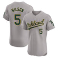 Rebec Athletics #5 Jacob Wilson Gray Elite Road Stitched Jersey