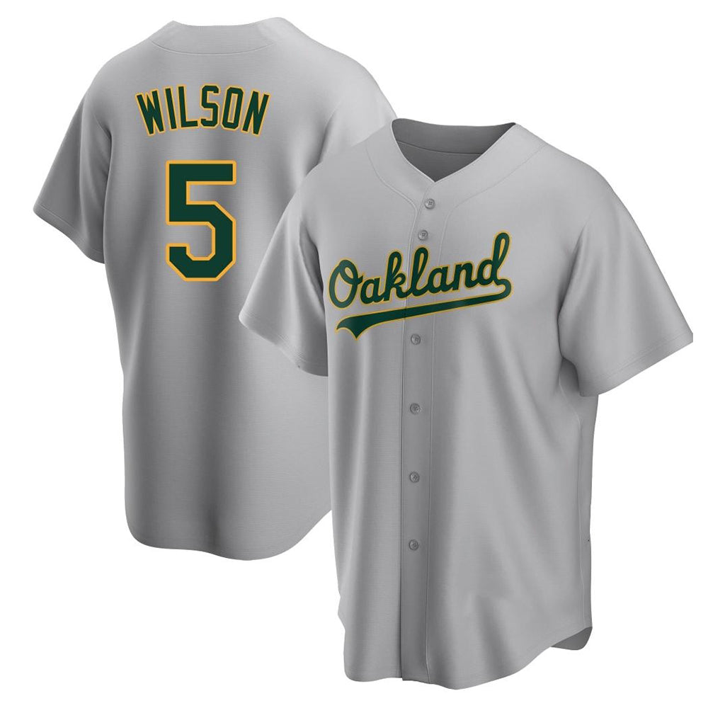 Rebec Athletics #5 Jacob Wilson Gray Replica Road Stitched Jersey