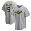 Rebec Athletics #5 Jacob Wilson Gray Replica Road Stitched Jersey