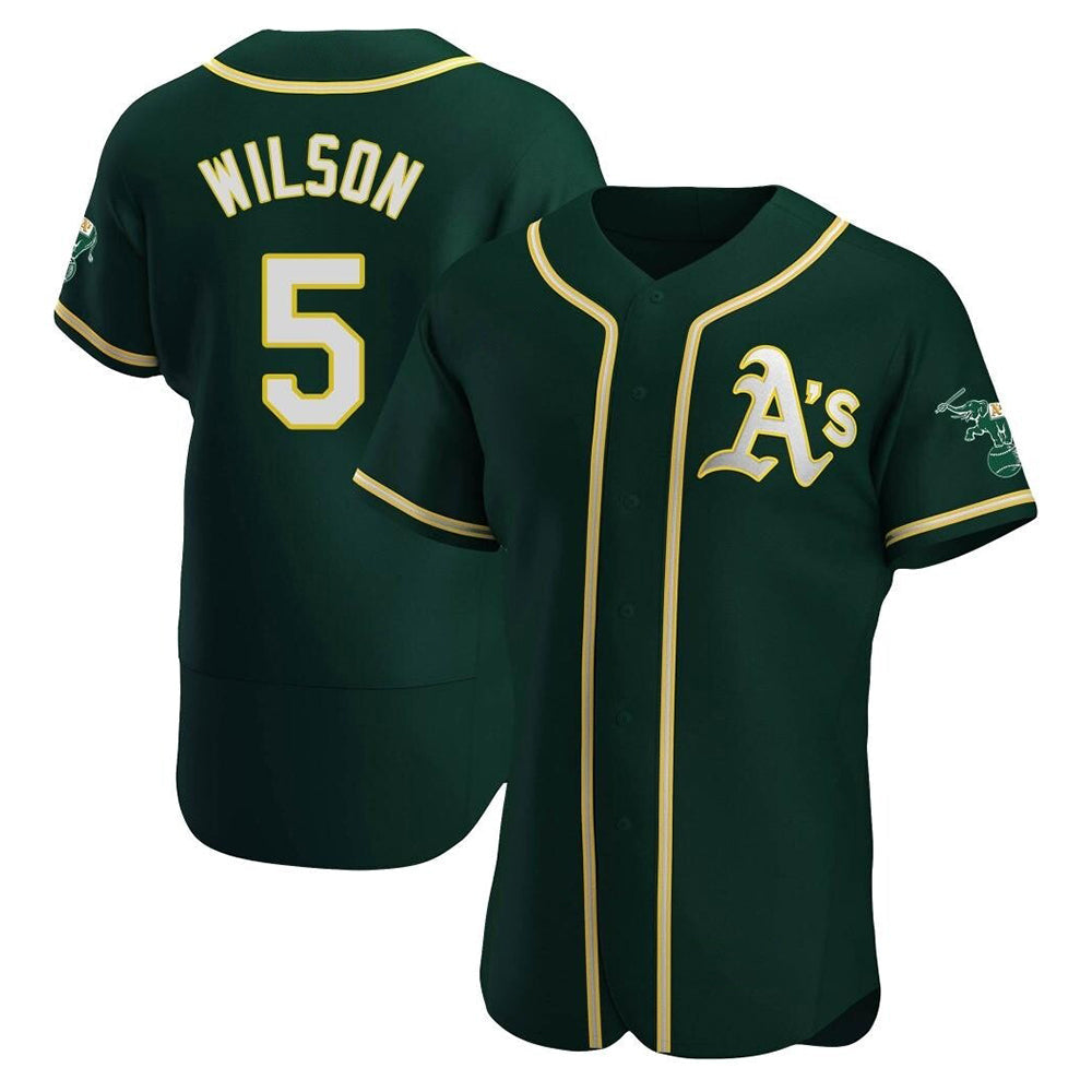 Rebec Athletics #5 Jacob Wilson Green Authentic Alternate Stitched Jersey
