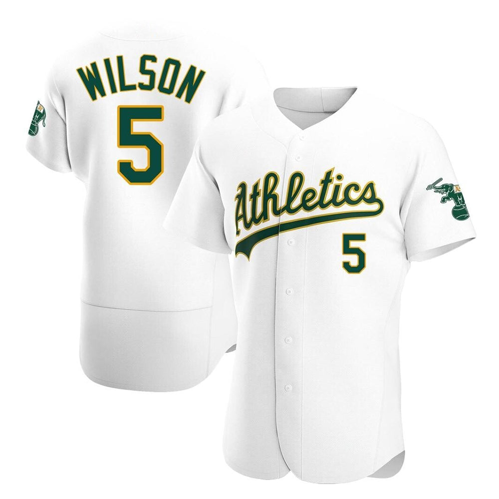 Rebec Athletics #5 Jacob Wilson White Authentic Home Stitched Jersey
