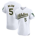 Rebec Athletics #5 Jacob Wilson White Elite Home Stitched Jersey