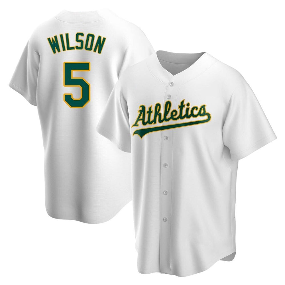 Rebec Athletics #5 Jacob Wilson White Replica Home Stitched Jersey