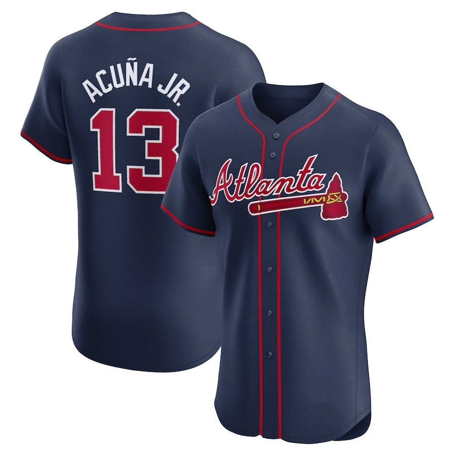 Rebec A.Braves #13 Ronald Acuna Jr. Alternate Elite Player Jersey - Navy Personalized Jerseys