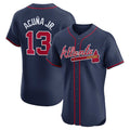 Rebec A.Braves #13 Ronald Acuna Jr. Alternate Elite Player Jersey - Navy Personalized Jerseys