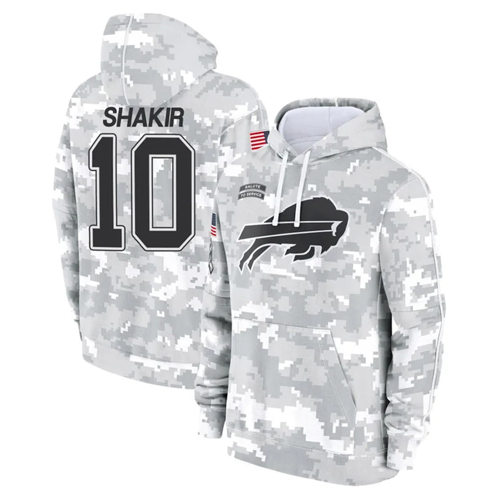 Rebec B.Bills #10 Khalil Shakir Player Arctic Camo Salute to Service Hoodies Limited Stitched Jerseys