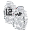 Rebec B.Bills #12 Jim Kelly Player Arctic Camo Salute to Service Hoodies Limited Stitched Jerseys