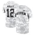 Rebec B.Bills #12 Jim Kelly Player Arctic Camo Salute to Service T-Shirt Hoodies Stitched Jerseys